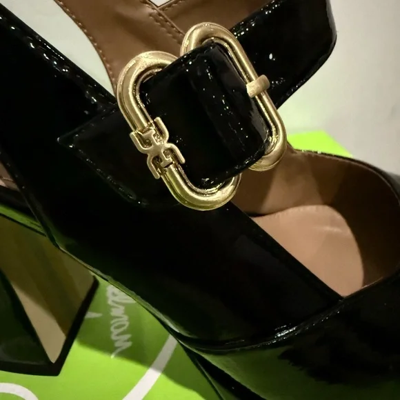 Sam Edelman Black Faux Patent Leather Mary Jane Heels NIB - Picture 8 of 13